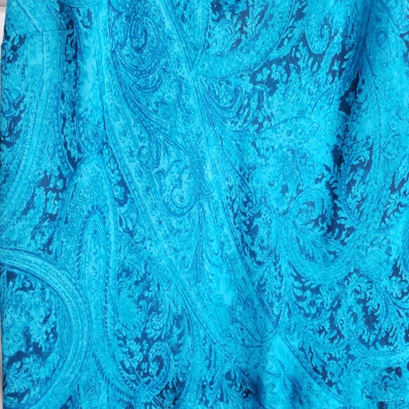 BNWoT JONES WEAR dreamy boho fit flare vivid turquoise paisley tiered maxi (12) - Picture 6 of 9
